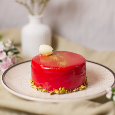 Mousse de pistacho y frutos rojos individual