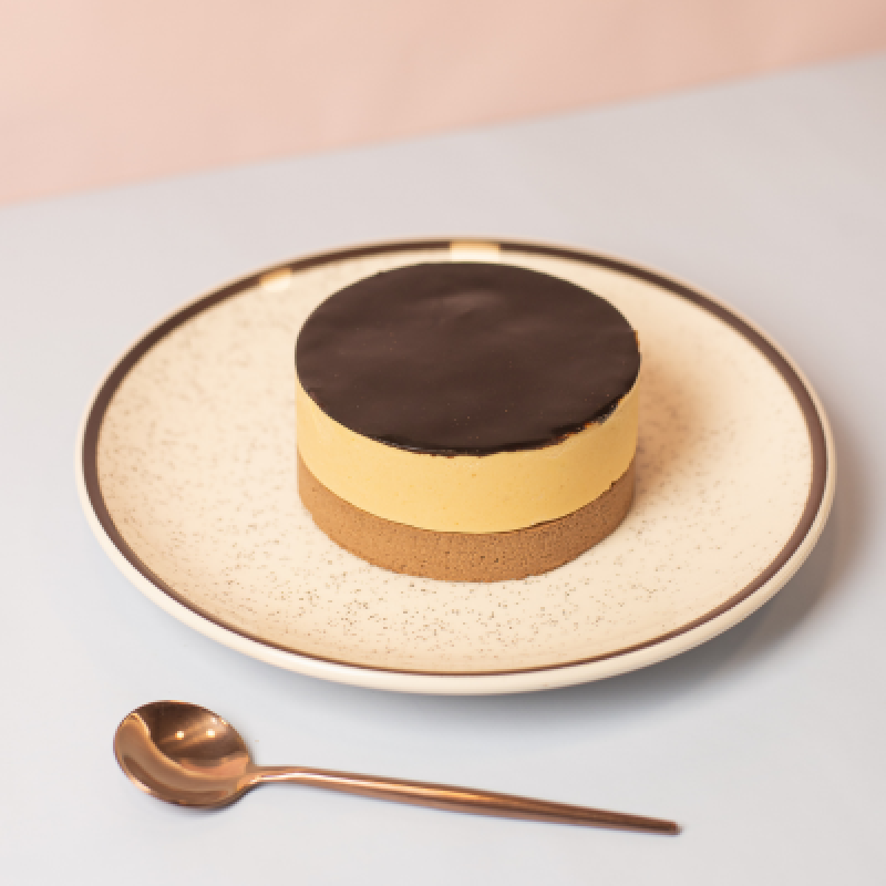 Mousse de chocolate semiamargo  y mousse de dulce de leche individual