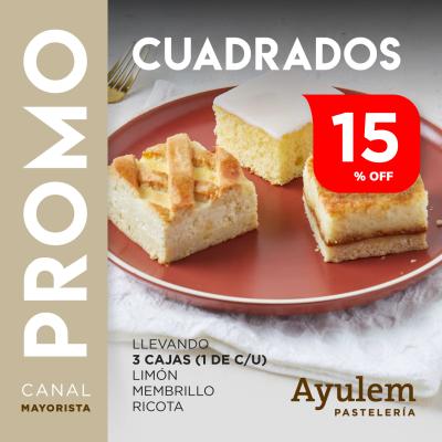 Promo 1 caja de cuadrados limón + 1 caja de cuadrados de membrillo + 1 caja de cuadrado de ricota